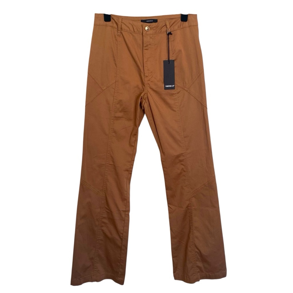 Forever 21 High Rise Bootcut Pants Tan Women’s M Stretch Seamed NWT Y2K